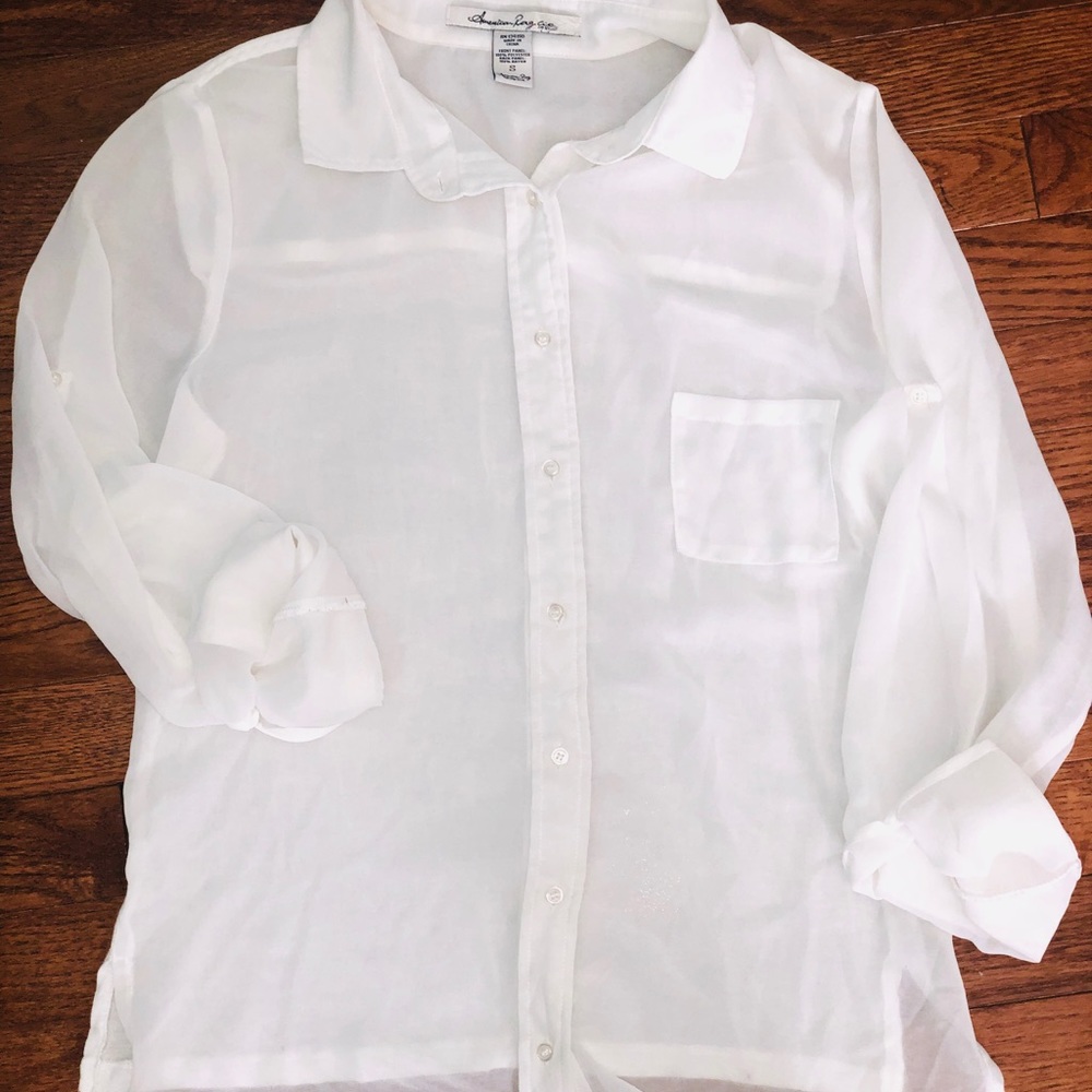 Sheer white dress up or dress down top